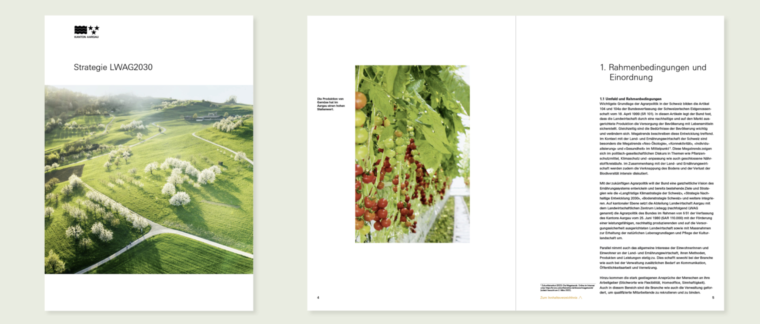 Landwirtschaft Aargau Gestaltung, Bildkonzept und Infografiken Broschüre Strategie LWAG2030